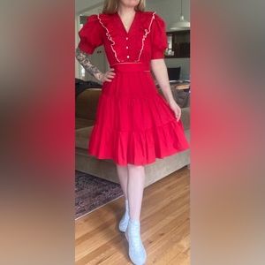 Vintage red cottagecore western style dress size medium